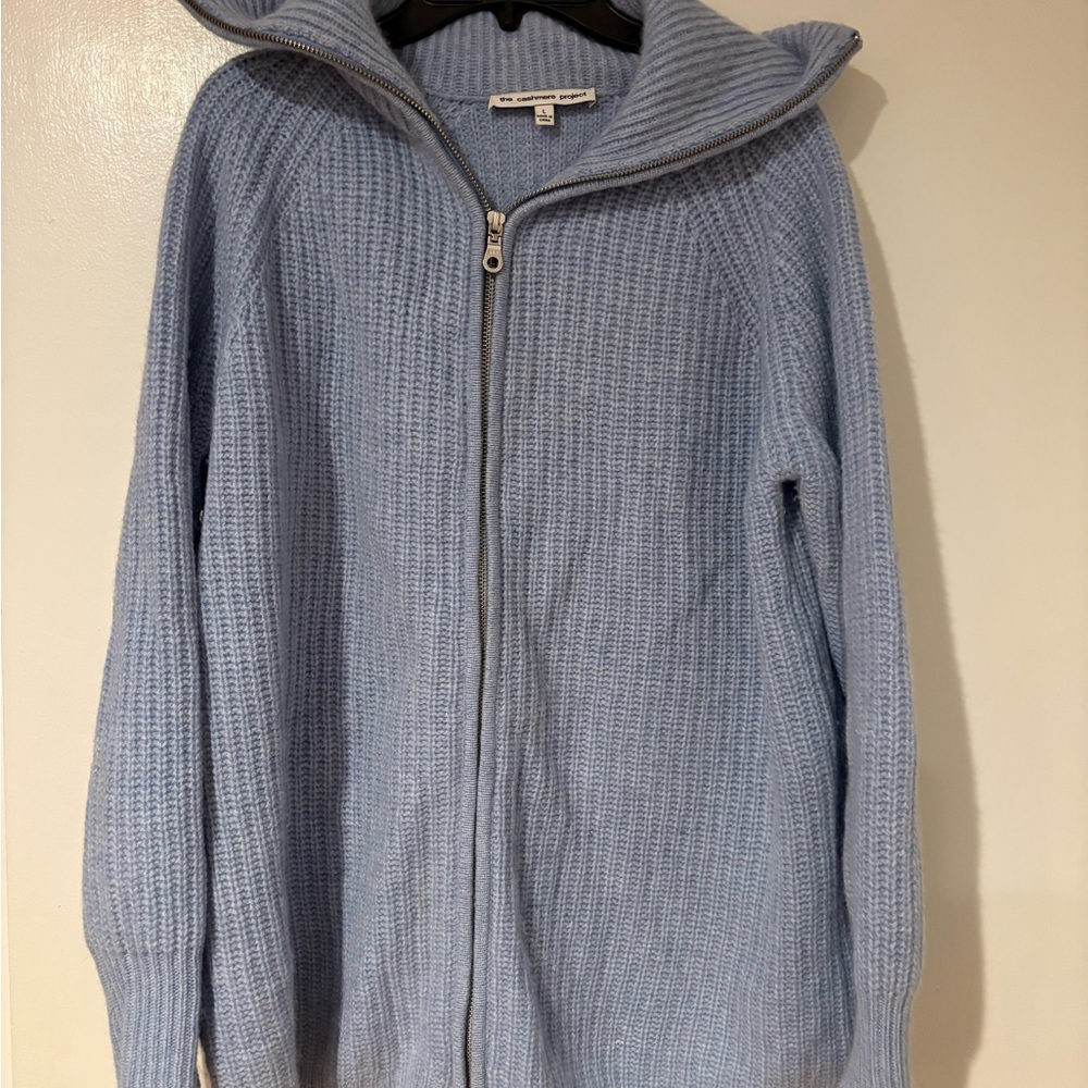 Blue Zippered cashmere sweater